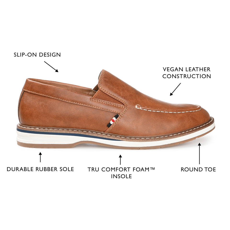 Vance Co. Harrison Slip-on Casual Loafer — US 13 — Size cognac — Width Regular — Detail View