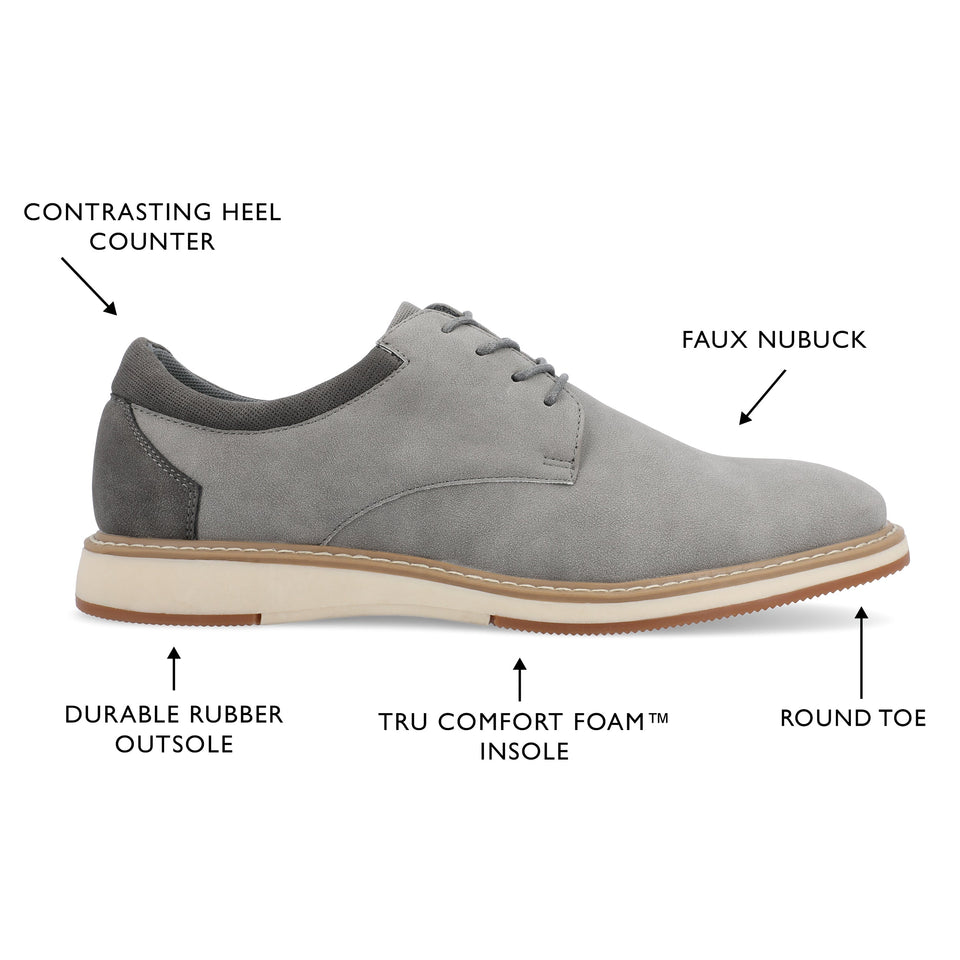 Vance Co. Hodges Plain Toe Hybrid Dress Shoe — US 13 — Size grey — Width Regular — Detail View