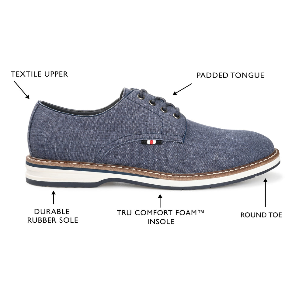 Vance Co. Ammon Textile Casual Dress Shoe — US 11.5 — Size blue — Width Regular — Top View