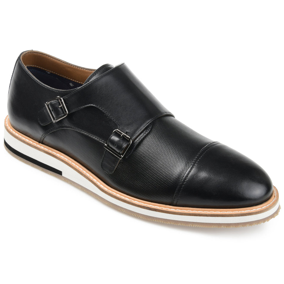 Thomas & Vine Thatcher Cap Toe Monk Strap Dress Shoe — US 10 — Size black — Front View
