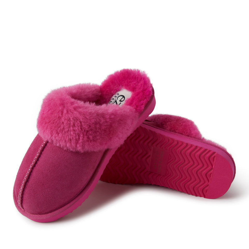 EZ Feet Women’s Genuine Shearling Scuff Slipper — US 9 — Size paradise pink — Width Regular — Back View