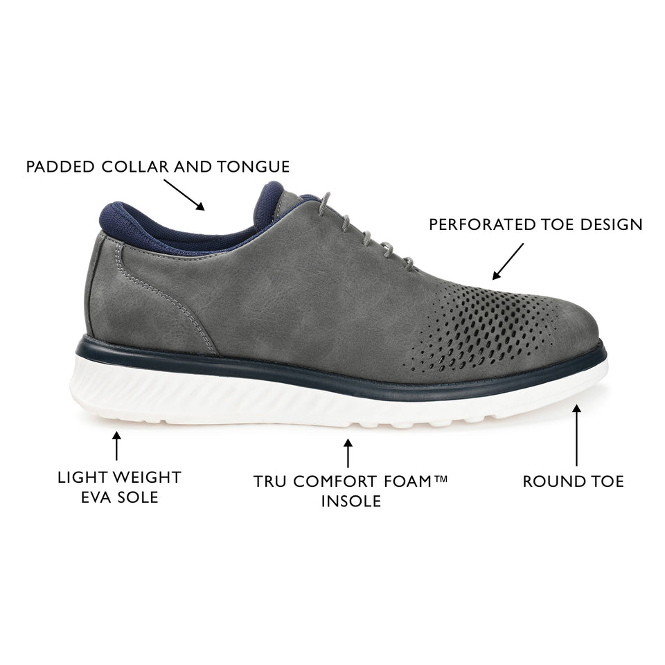 Vance Co. Demar Casual Dress Shoe — US 8.5 — Size grey — Width Regular — Top View