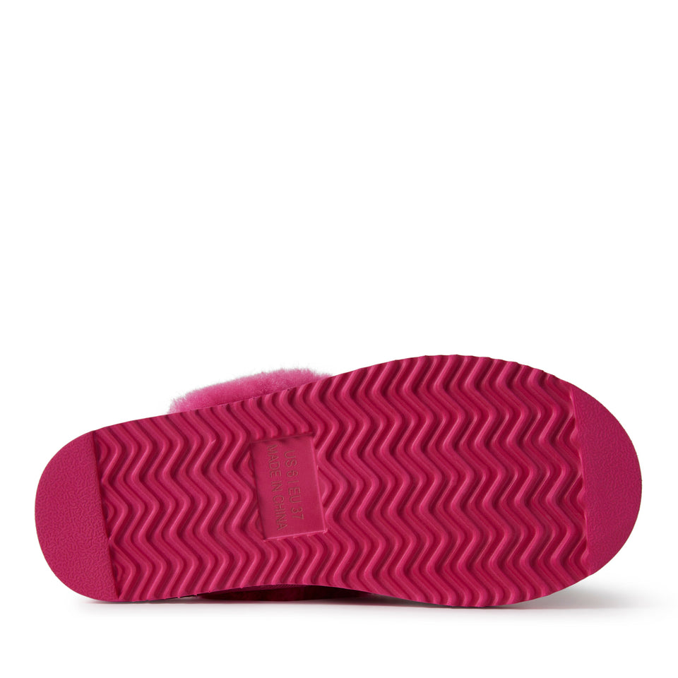 EZ Feet Women’s Genuine Shearling Scuff Slipper — US 9 — Size paradise pink — Width Regular — Detail View