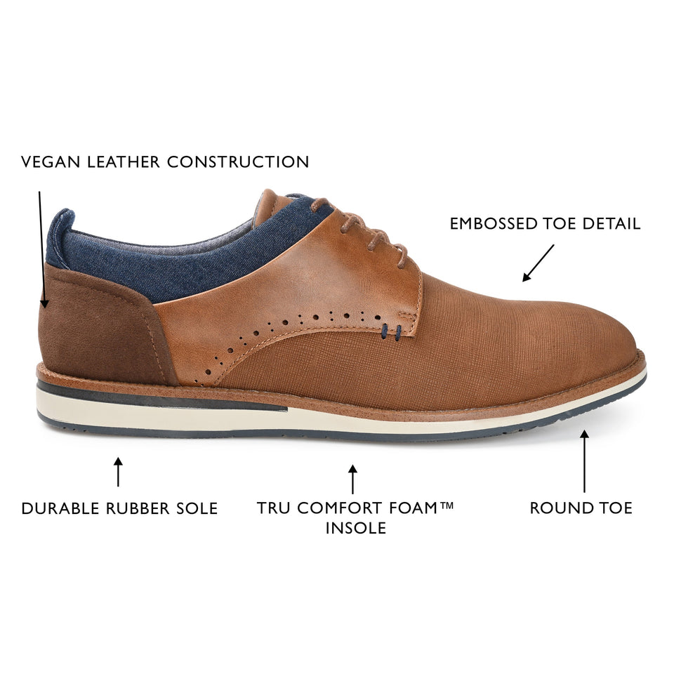 Vance Co. Latrell Embossed Casual Dress Shoe — US 11.5 — Size brown — Width Regular — Top View