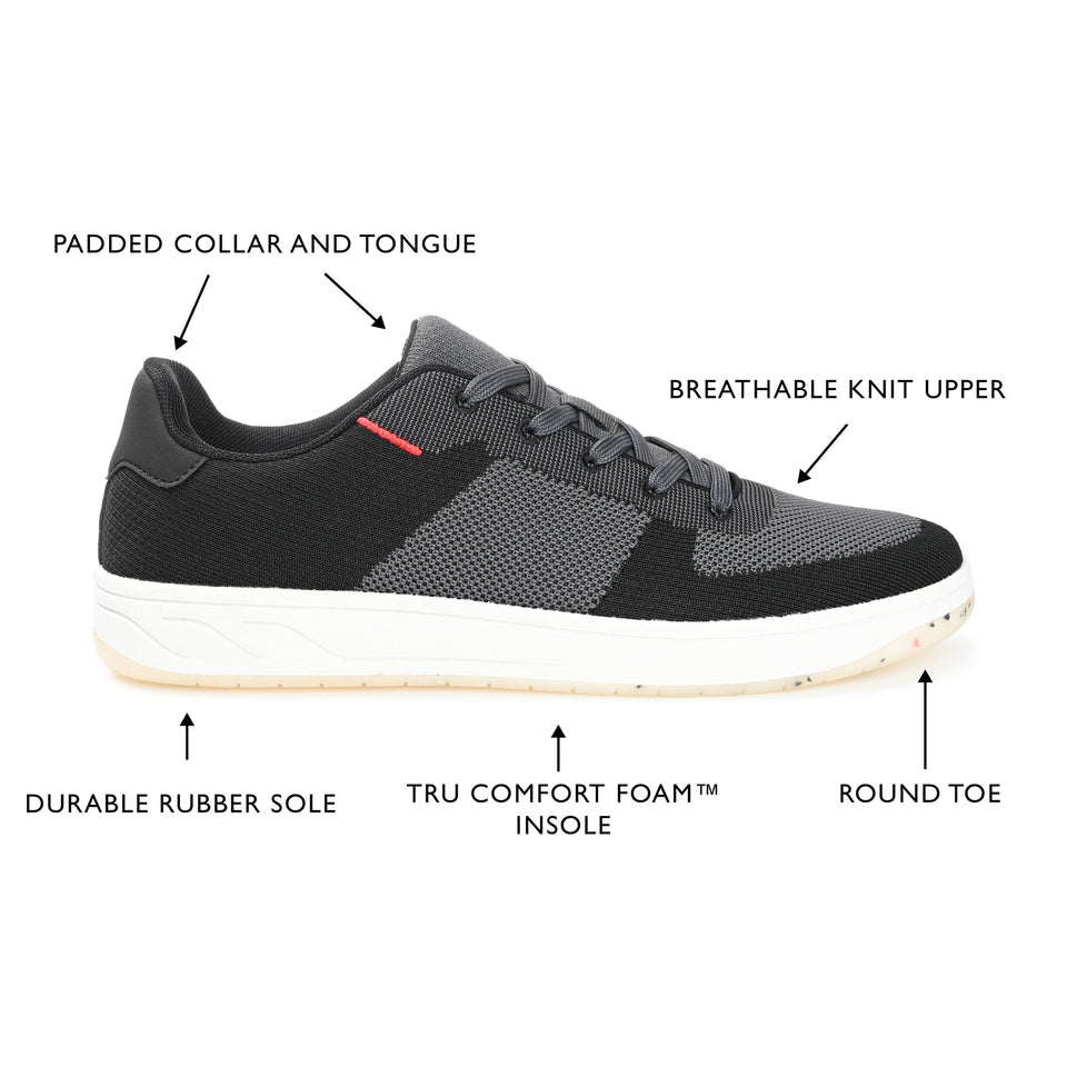 Vance Co. Topher Knit Athleisure Sneaker — US 10 — Size charcoal — Width Regular — Top View