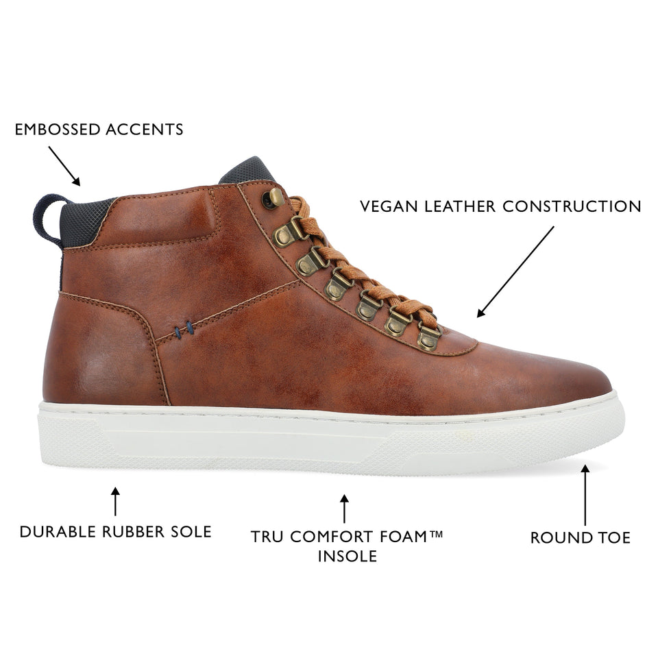 Vance Co. Ortiz Lace-up High Top Sneaker — US 8.5 — Size brown — Width Regular — Detail View